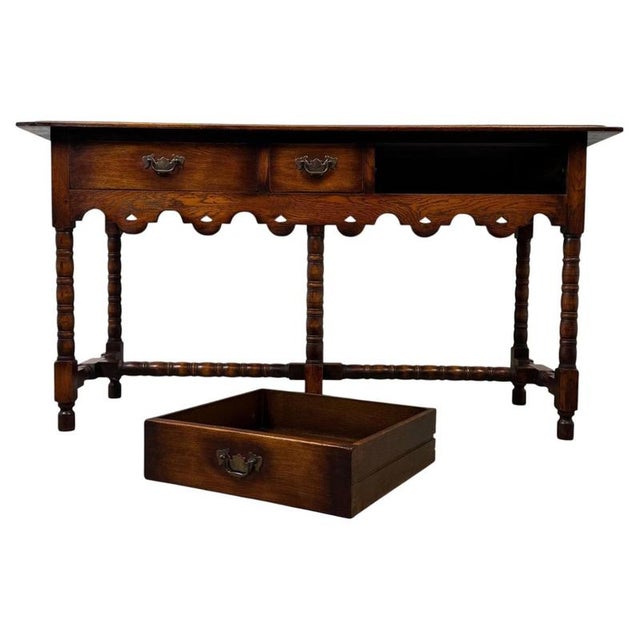 Antique Early 20th Century English Jacobean Oak Dresser Base For Sale - Image 3 of 12