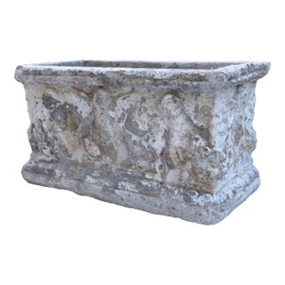 19th Century French Cast Stone Garden Cherub Planter For Sale