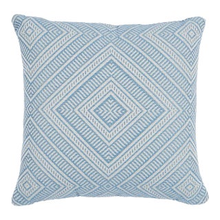 Schumacher Tortola Indoor & Outdoor 20" Pillow in Sky For Sale