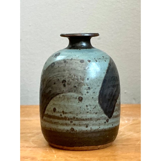 Vintage Abstract Glazed Ceramic Vase For Sale - Image 4 of 12
