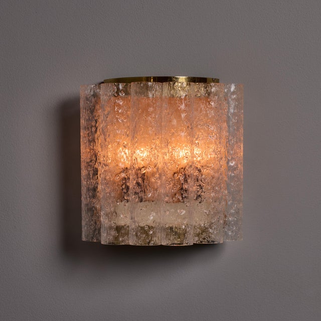 Metal 1970s Doria Leuchten Brass and Ice Glass Wall Lamps - a Pair For Sale - Image 7 of 17