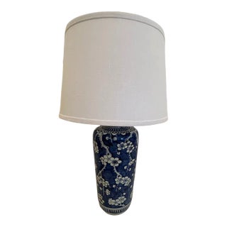 Antique Chinese Blue & White Table Lamp For Sale
