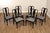 High Quality Vintage Set of 6 Black Lacquered Queen Anne Style Dining Chairs With Custom Upholstered Seats