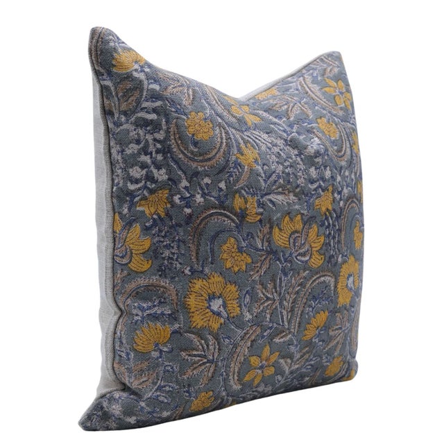 Infuse your living space with artisanal beauty using this handmade block print cushion cover, featuring the graceful...