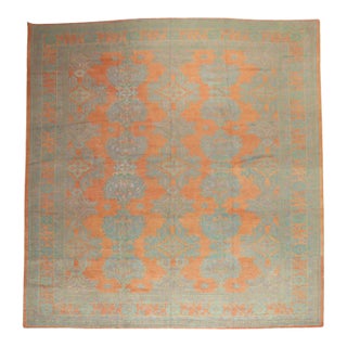 Bright Coral Antique Oushak Rug, 11'4'' X 14'1'' For Sale