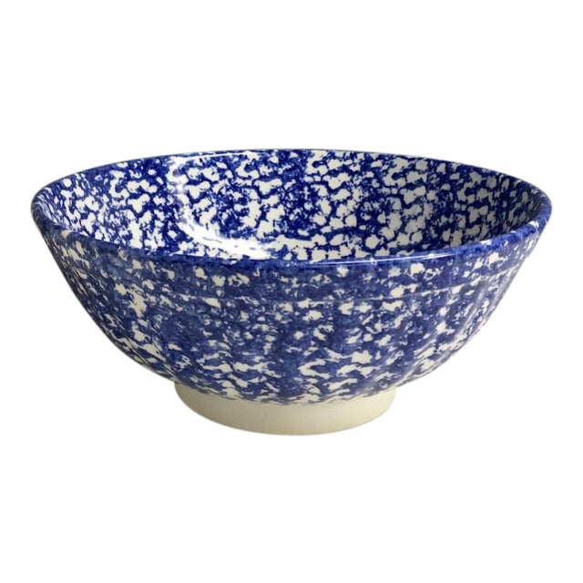 Roma Inc. Blue & White Spongeware Serving Bowl Chairish