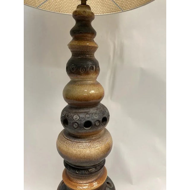 Large Ceramic Table Lamp attributed to Vallauris, 1970s, in Very Good conditions. Designed 1970 to 1979 This piece is...