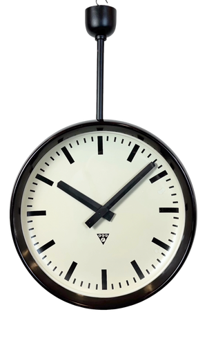 Large Industrial Bakelite Double Sided Factory Clock from Pragotron, 1950s
