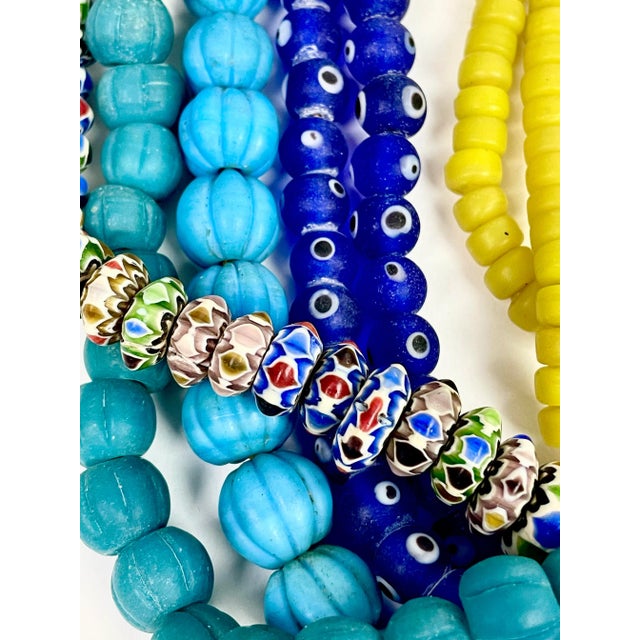 Antique European Glass and Chevron Trade Bead Necklaces For Sale - Image 4 of 5