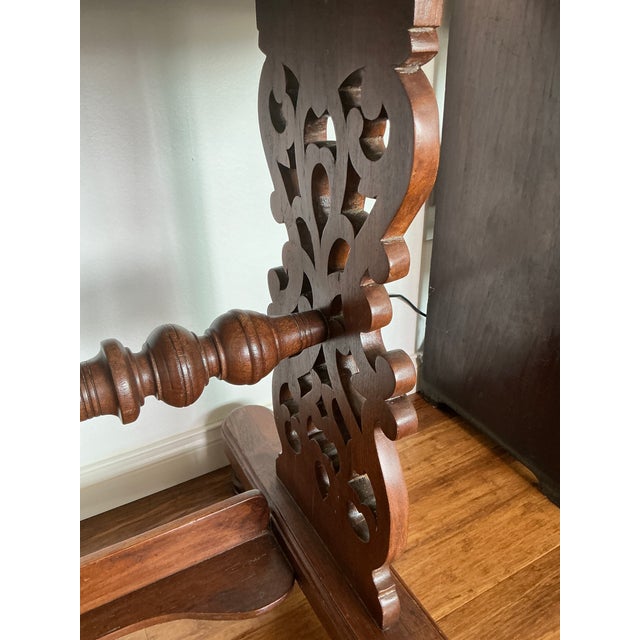 Antique Anglo-Indian Carved Hardwood Marble Top Vanity Dressing Table For Sale - Image 11 of 17