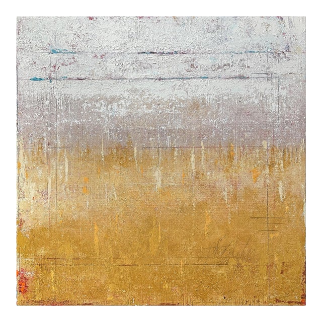 "Ochre Textures" Abstract Oil Painting by Paula DeStefanis For Sale