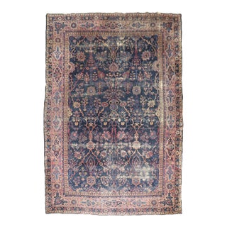 Antique Worn Navy Yazd Rug no. j5349 For Sale