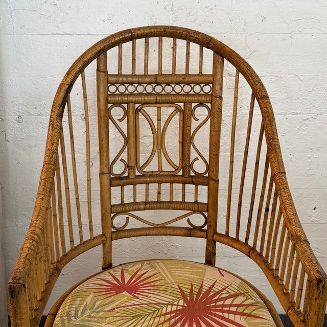 English Boho Chic Brighton Pavilion Style Rattan & Bamboo Armchair For Sale - Image 3 of 8