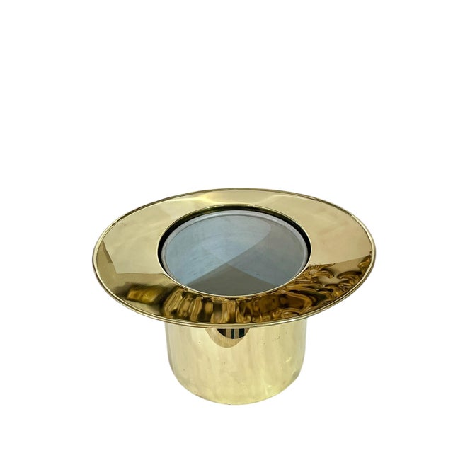 Vintage brass finish metal top hat ice bucket with liner. Charming piece that is the actual size of a real top hat....