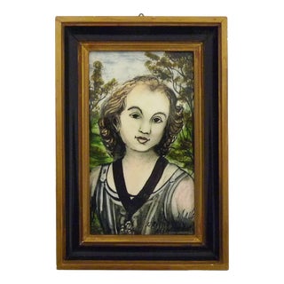 Christian MAHE Decorator Portrait Ceramic Plate, 1970s For Sale