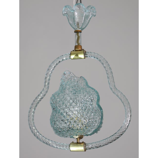 1950s Art Deco Charming Light Blu Murano Glass Chandelier by Barovier E Toso For Sale - Image 13 of 16