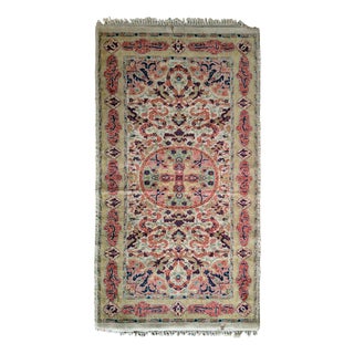 Vintage Hand-Knotted Runner Rug in Soft Pastel Colors with Floral Medallion Design For Sale