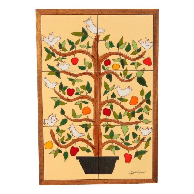 Late 20th Century Folk Art Framed Ceramic Tile Mosaic For Sale