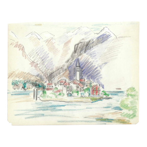 1950s Grace Spongberg Isola Dei Pescatori Lake Maggiore Drawing