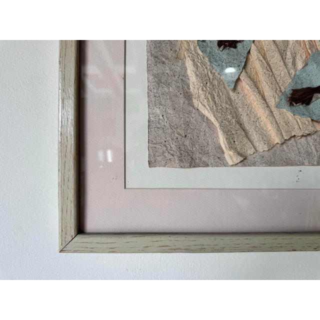 Beige Vintage Expressionist Abstract Mixed Media Textured Paper Collage Artwork - Painting For Sale - Image 8 of 12