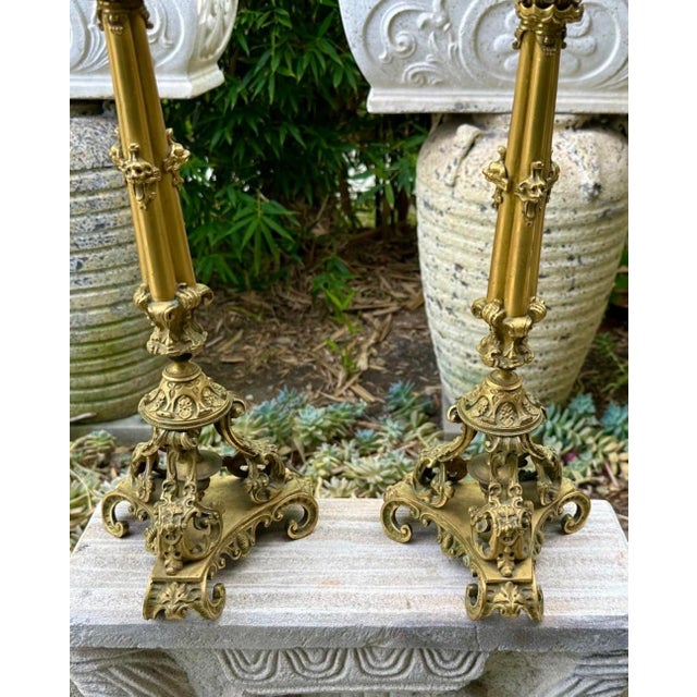 Exceptional Pair of French Restoration Period Gilt Bronze 5-Light Candelabras France, Circa 1830 For Sale In San Diego - Image 6 of 18
