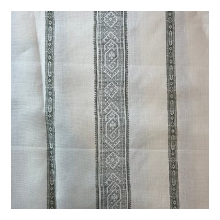 English Designer Carolina Irving Patmos Stripe in Green- 2 3/4 Yards For Sale