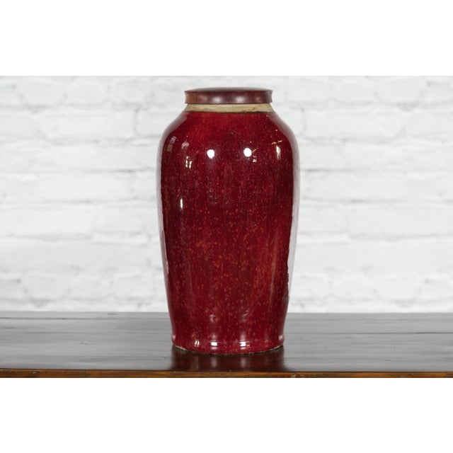 18th or 19th Century Chinese Qing Dynasty Oxblood Circular Lid Jar For Sale - Image 12 of 13