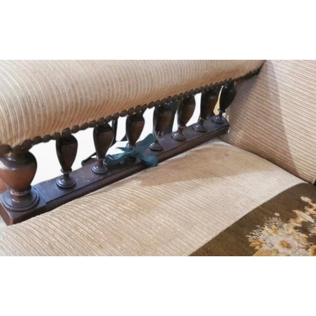 Victorian Antique Victorian Eastlake Chaise Lounge W Tapestry Stripe For Sale - Image 3 of 5