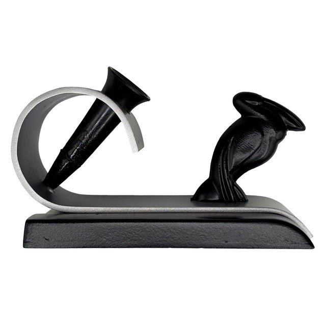 1930s Streamline Art Deco Chrome & Iron Pelican Fountain Pen Holder by Esterbrook For Sale In Los Angeles - Image 6 of 13