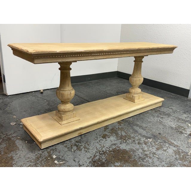 Traditional Restoration Hardware 15th C. Dual-Baluster Oak Console Table For Sale - Image 3 of 12