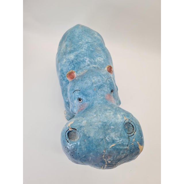 1970s Large Vintage Papier-Mâché Hippopotamus Figurine, 1970s For Sale - Image 5 of 11