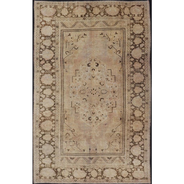 Vintage Oushak Rug With Muted Neutral Colors in Tan, Beige, Taupe, Gray & Brown For Sale - Image 13 of 13