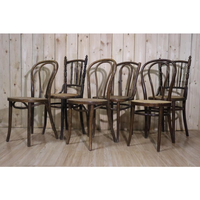 Wood Bistro Chairs, 1900s, Set of 6 For Sale - Image 7 of 9
