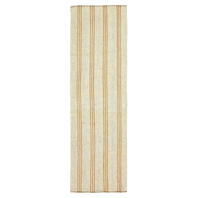 Textile Mid 20th Century Striped Vintage Small Kilim Runner For Sale - Image 7 of 7