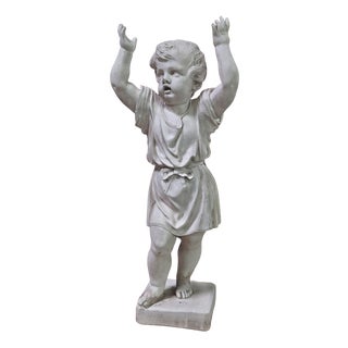 Large Plaster Sculpture of Putto with Raised Arms For Sale