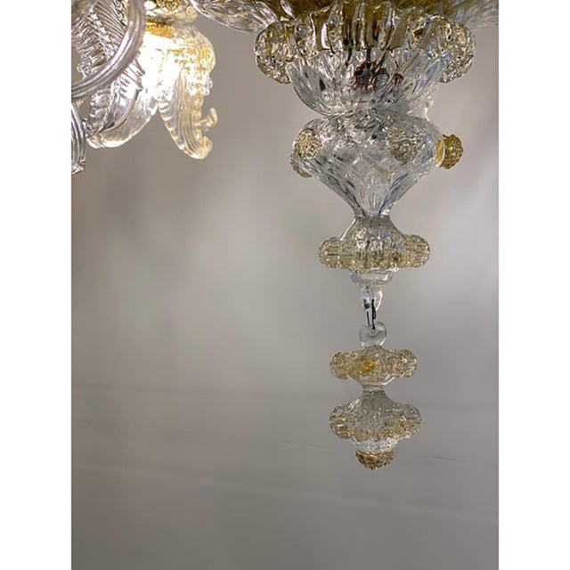 Murano Style Glass Clear and Gold Chandelier with Flowers and Leaves from Simoeng For Sale - Image 11 of 12