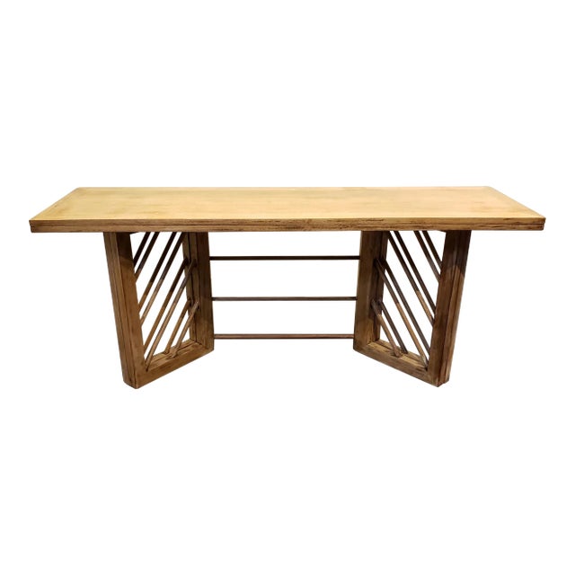 1970s Modernist Raw Wood Flip-Top Dining Table Converts to Console Table For Sale