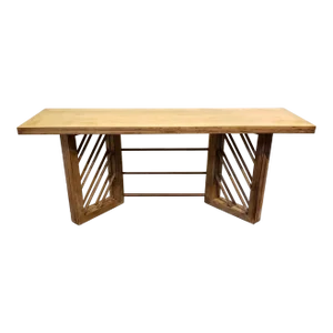 1970s Modernist Raw Wood Flip-Top Dining Table Converts to Console Table
