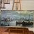 the painting in the image depicting the Rotterdam harbor, created in a realistic-impressionistic style. Oil on canvas...