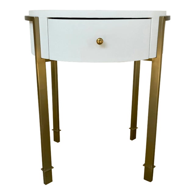 Villa & House Modern White and Gold Bodrum Side Table For Sale