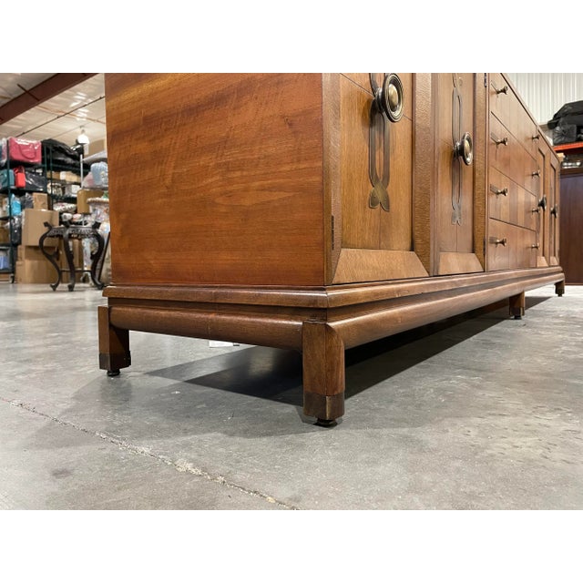 Mid 20th Century John Stuart Walnut and Brass Sideboard by Renzo Rutili For Sale - Image 10 of 12