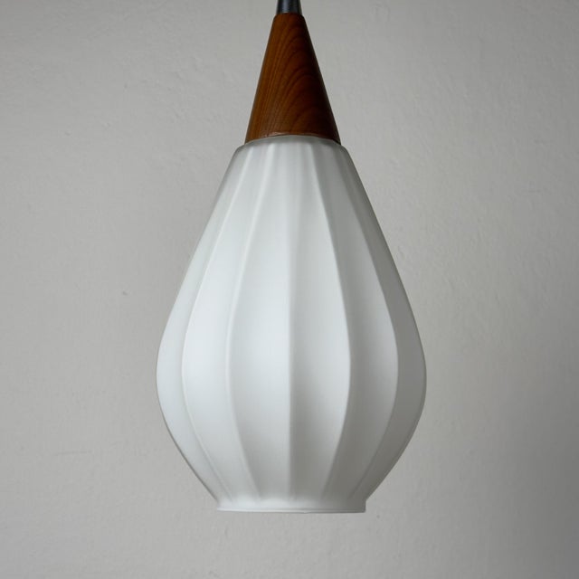 1970s Vintage Pendant Lamp in Glass and Wood from Targetti Sankey, Italy, 1970s For Sale - Image 5 of 12