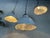 Three antique glass lampshades by Helioray. Mounted on a chrome lampshade holder. Equipped with 1 porcelain/brass E27...