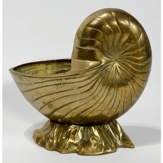 Vintage Brass Nautilus Shell Planter Cachepot For Sale In Kansas City - Image 6 of 9
