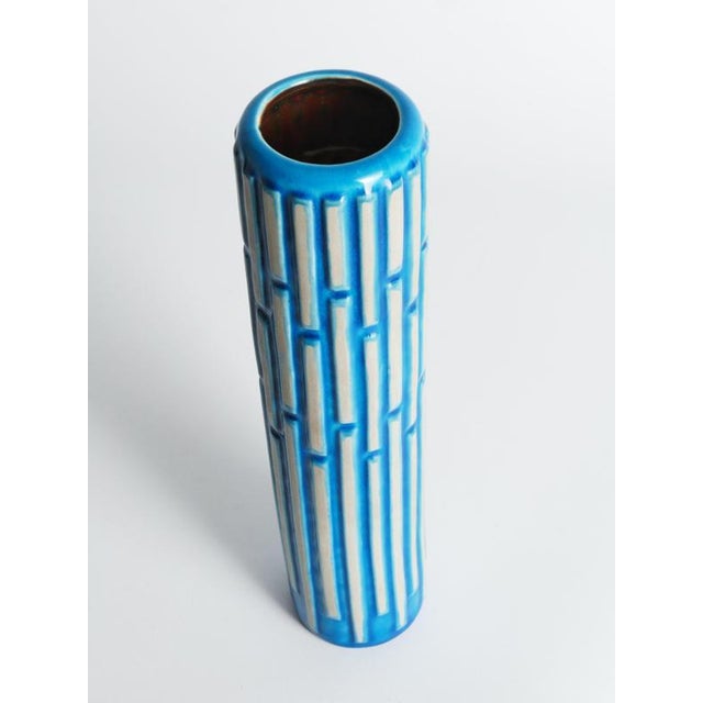Tall Slender Blue Ceramic Cylinder Vase by Carl-Harry Stålhane for Rörstrand, 1960s For Sale - Image 16 of 18