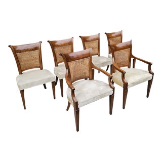 Set of 6 Vintage Baker Furniture Cane Back Dining Chairs For Sale