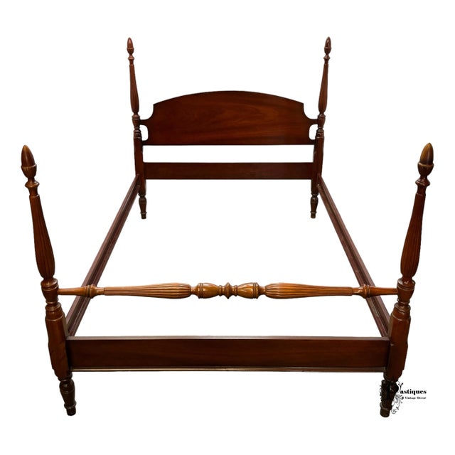 Dixie Vintage Dixie Traditional Chippendale Style Mahogany Four Poster Full Size Bed For Sale - Image 4 of 9