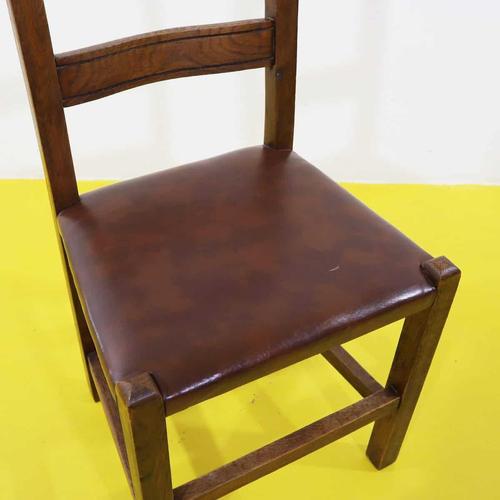 Wooden Chair with Brown Seat and Reinforced Crossbars