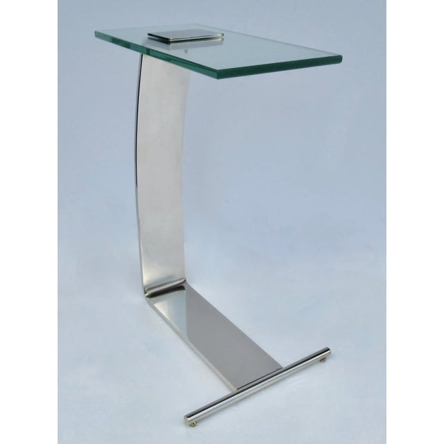 1980s C .1977- C1980's D. I. A..(Design Institute for America) Polished Nickel Over Steel & Glass Cigarette, Side/End or Accent Table For Sale - Image 5 of 12