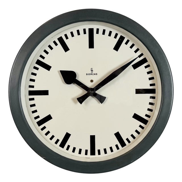 Vintage Industrial Factory Wall Clock from Siemens, 1950s For Sale